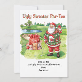 Golf Ugly Sweater Christmas Party Invitation Kaart