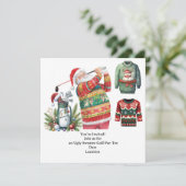 Golf Ugly Sweater Christmas Party Invitation Kaart (Staand voorkant)
