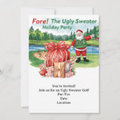 Golf Ugly Sweater Christmas Party Invitation Kaart (Voorkant)