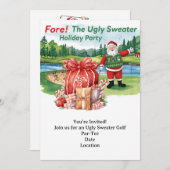 Golf Ugly Sweater Christmas Party Invitation Kaart (Voorkant / Achterkant)