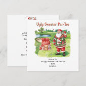 Golf Ugly Sweater Christmas Party Invitation Kaart (Voorkant / Achterkant)