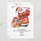 Golf Ugly Sweater Christmas Party Invitation Kaart (Voorkant / Achterkant)