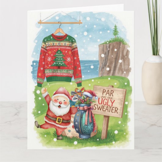 Golf Ugly Sweater Christmas Party  Kaart (Voorkant)