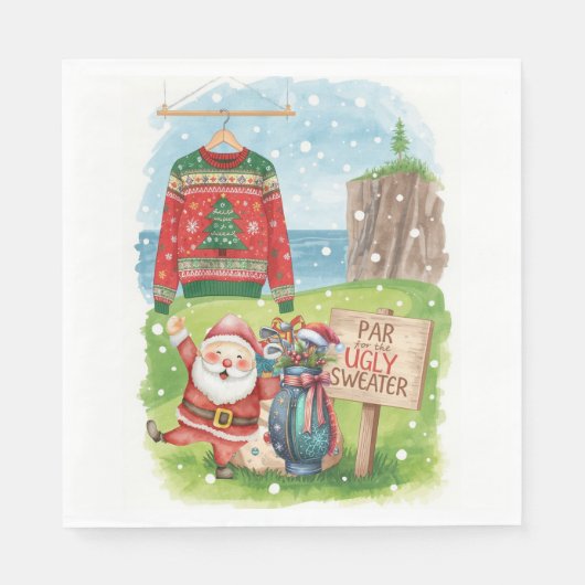 Golf Ugly Sweater Christmas Party  Servet (Voorkant)