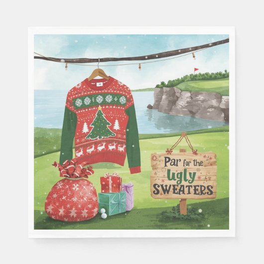 Golf Ugly Sweater Christmas Party  Servet (Voorkant)