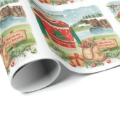 Golf Ugly Sweater Christmas Party with Santa Claus Cadeaupapier (Rol Hoek)