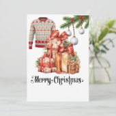 Golf Ugly Sweater thema voor golfer Kerstmis Feestdagenkaart (Staand voorkant)