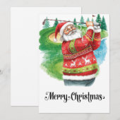 Golf Ugly Sweater thema voor golfer Kerstmis Feestdagenkaart (Voorkant / Achterkant)