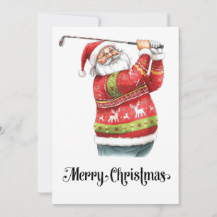 Golf Ugly Sweater thema voor golfer Kerstmis Feestdagenkaart