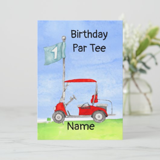 Golf Uitnodiging voor 1e verjaardag golffeest (Staand voorkant)