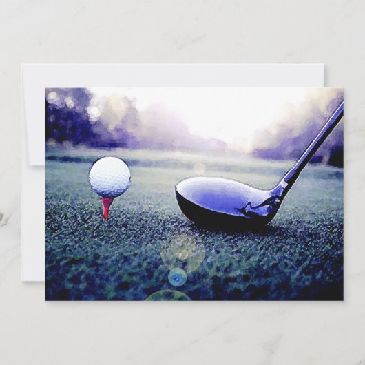Golf uitnodigingen - Golf Ball & Bat kunstwerk (Voorkant)