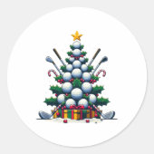 Golf Uitrusting Kerstboom Kerst Golfer Wom Ronde Sticker (Voorkant)