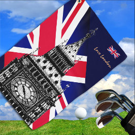 Golf UK & British Flag, Big Ben, London Union Jack Golfhanddoek