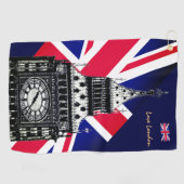 Golf UK & British Flag, Big Ben, London Union Jack Golfhanddoek (Horizontaal)