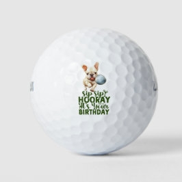 Golf uw verjaardagsfeest met de Franse Bulldog Golfballen