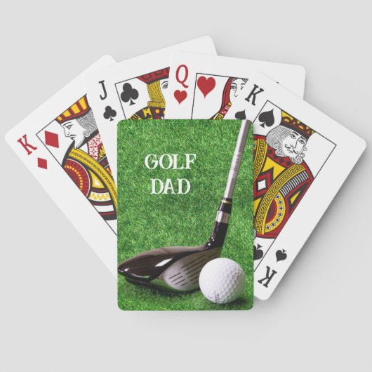 Golf Vader - Driver en Bal op Gras personaliseren Pokerkaarten (Achterkant)