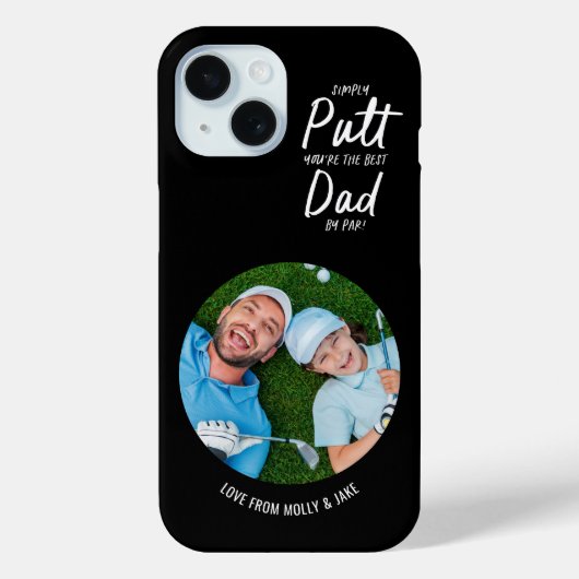 Golf vader modern zwart typografie foto cadeau Case-Mate iPhone case (Achterkant)