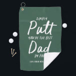 Golf vader moderne groene typografie grappig golf golfhanddoek<br><div class="desc">Golf vader moderne donkergroene typografie grappig beste vader door par. Ideaal kerstcadeau,  verjaardagscadeau,  Vaderdag voor hem.</div>