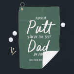Golf vader moderne groene typografie grappig golf golfhanddoek<br><div class="desc">Golf vader moderne donkergroene typografie grappig beste vader door par. Ideaal kerstcadeau,  verjaardagscadeau,  Vaderdag voor hem.</div>