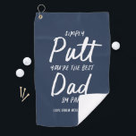 Golf vader moderne helderblauwe typografie grappig golfhanddoek<br><div class="desc">Golf vader moderne helderblauwe typografie grappig beste vader door par. Ideaal kerstcadeau,  verjaardagscadeau,  Vaderdag voor hem.</div>