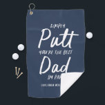 Golf vader moderne helderblauwe typografie grappig golfhanddoek<br><div class="desc">Golf vader moderne helderblauwe typografie grappig beste vader door par. Ideaal kerstcadeau,  verjaardagscadeau,  Vaderdag voor hem.</div>