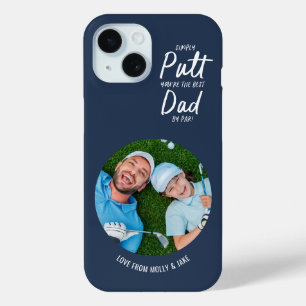 Golf vader moderne marine blauwe typografie foto c iPhone 15 case