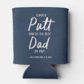 Golf vader moderne marine blauwe typografie grappi blikjeskoeler (Achterkant)