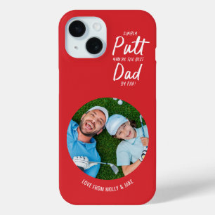 Golf vader moderne rode typografie foto cadeau iPhone 15 case