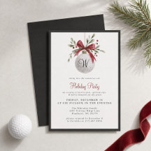 Golf Vakantie Kerstfeest Party Waterverf Initiaal
