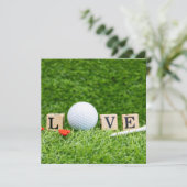 Golf Valentijnsdag ball met Love wooden Word (Staand voorkant)