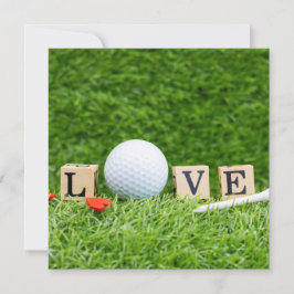 Golf Valentijnsdag ball met Love wooden Word