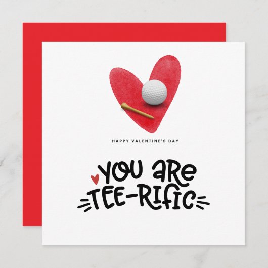 Golf Valentijnsdag met golfballen op rood hart Feestdagenkaart (Voorkant / Achterkant)