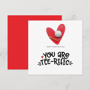 Golf Valentijnsdag met golfballen op rood hart Feestdagenkaart