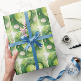 Golf Valentijnsdag met hartvormige golfbaan Cadeaupapier