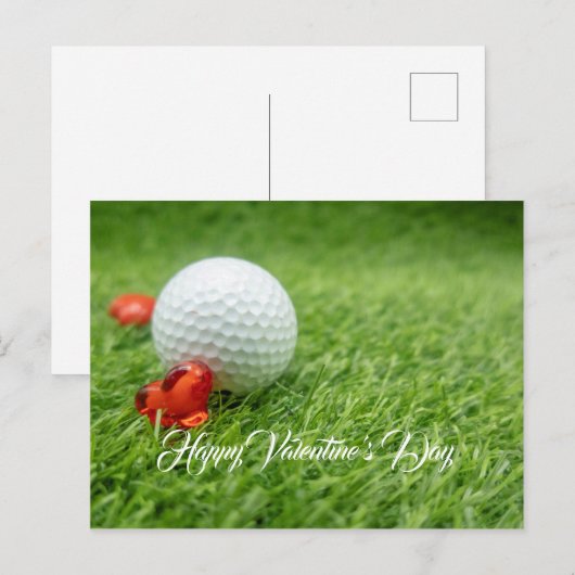Golf Valentijnsdag met liefde en golfbal Feestdagenkaart (Voorkant / Achterkant)