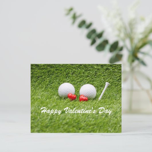 Golf Valentijnse golfballen houden van hart Briefkaart (Staand voorkant)