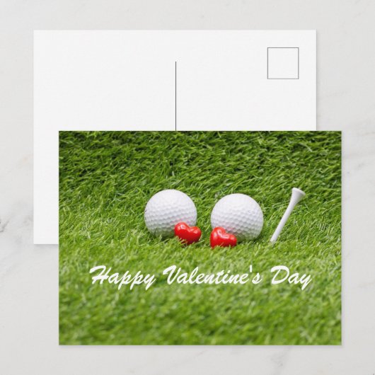 Golf Valentijnse golfballen houden van hart Briefkaart (Voorkant / Achterkant)