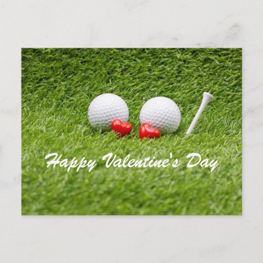 Golf Valentijnse golfballen houden van hart Briefkaart (Voorkant)
