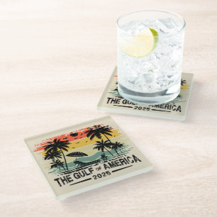 Golf van Amerika  Amerikaans patriottisch ontwerp Glazen Onderzetter