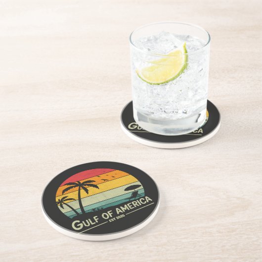 Golf van Amerika  Amerikaans patriottisch ontwerp Zandsteen Onderzetter (Zijkant)