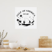 Golf van Amerika Amerikaanse patriottische visheng Poster (Keuken)