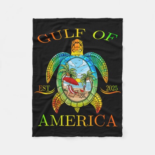 Golf van Amerika EST 2025 Funny Turtle Fleece Deken (Voorkant)