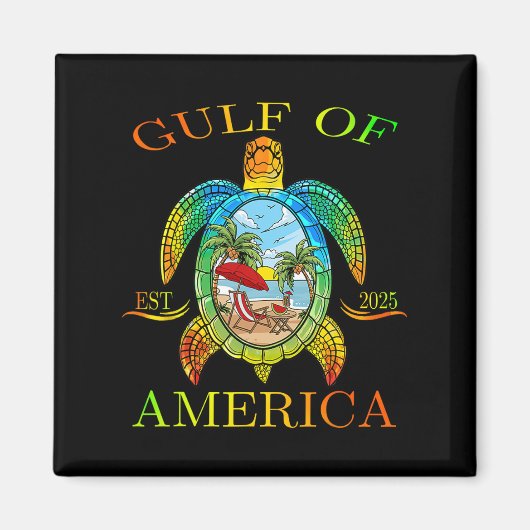 Golf van Amerika EST 2025 Funny Turtle Magneet (Voorkant)