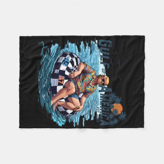 Golf van Amerika EST 2025 Retro  Beach 20 Fleece Deken (Voorkant (Horizontaal))