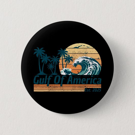 Golf van Amerika EST 2025 Retro  Beach Ronde Button 5,7 Cm (Voorkant)