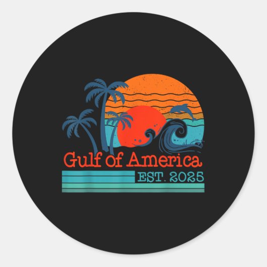 Golf van Amerika EST 2025 Retro  Beach Ronde Sticker (Voorkant)