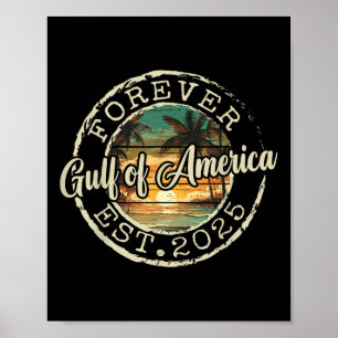 Golf van Amerika EST 2025 Retro Beach Stamp Mannen Poster