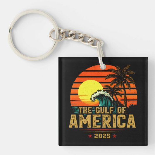 Golf van Amerika Est 2025 Retro Vintage Sleutelhanger (Voorkant)