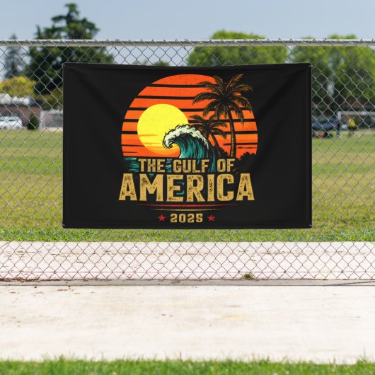 Golf van Amerika Est 2025 Retro Vintage Spandoek (Insitu)