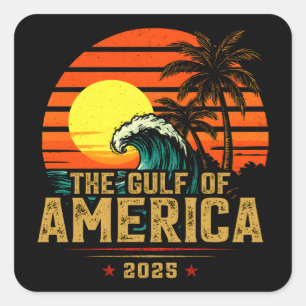 Golf van Amerika Est 2025 Retro Vintage Vierkante Sticker